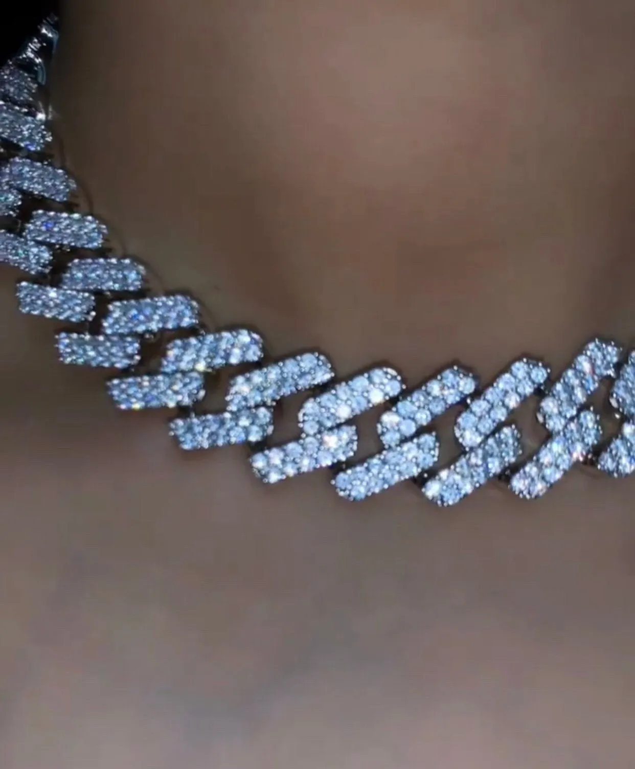 20mm Prong Cuban Link Chain choker,iced cuban chain, bling Necklace chain For Men and women cuban link chain ,cuban choker ,