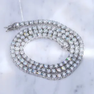 20" 4MM  925S VVS MOISSANITE TENNIS CHAIN WHITE GOLD