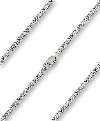 24 inch Sterling Silver Curb Chain with Lobster Claw - Carded