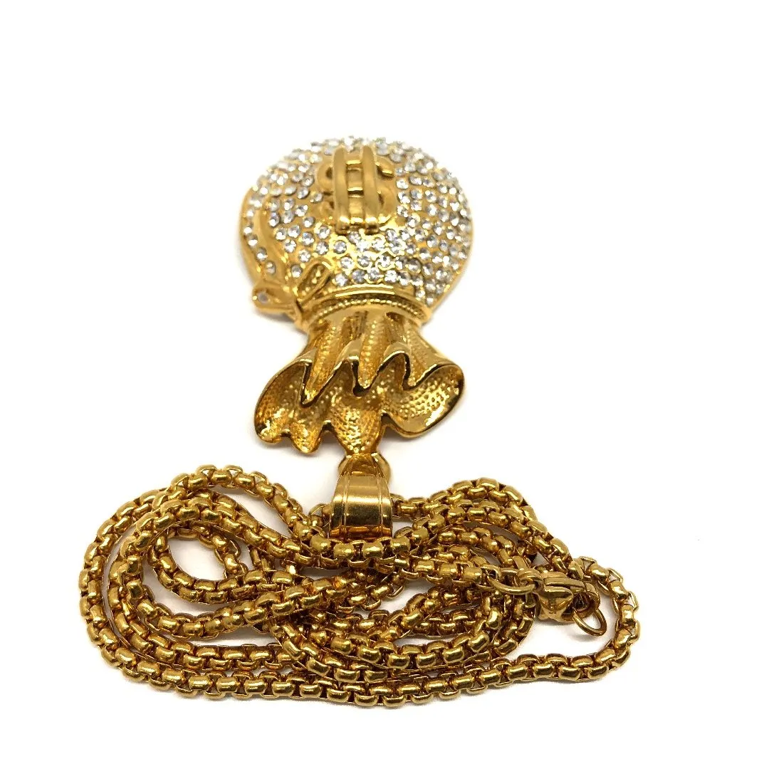 24in 3mm Rolo Chain With Money Bag Pendant STL_006
