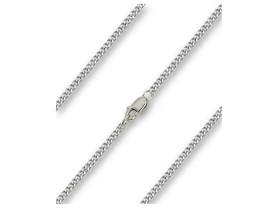 27 inch Sterling Silver - Rhodium Finished Curb Chain with Lobster Claw - Carded