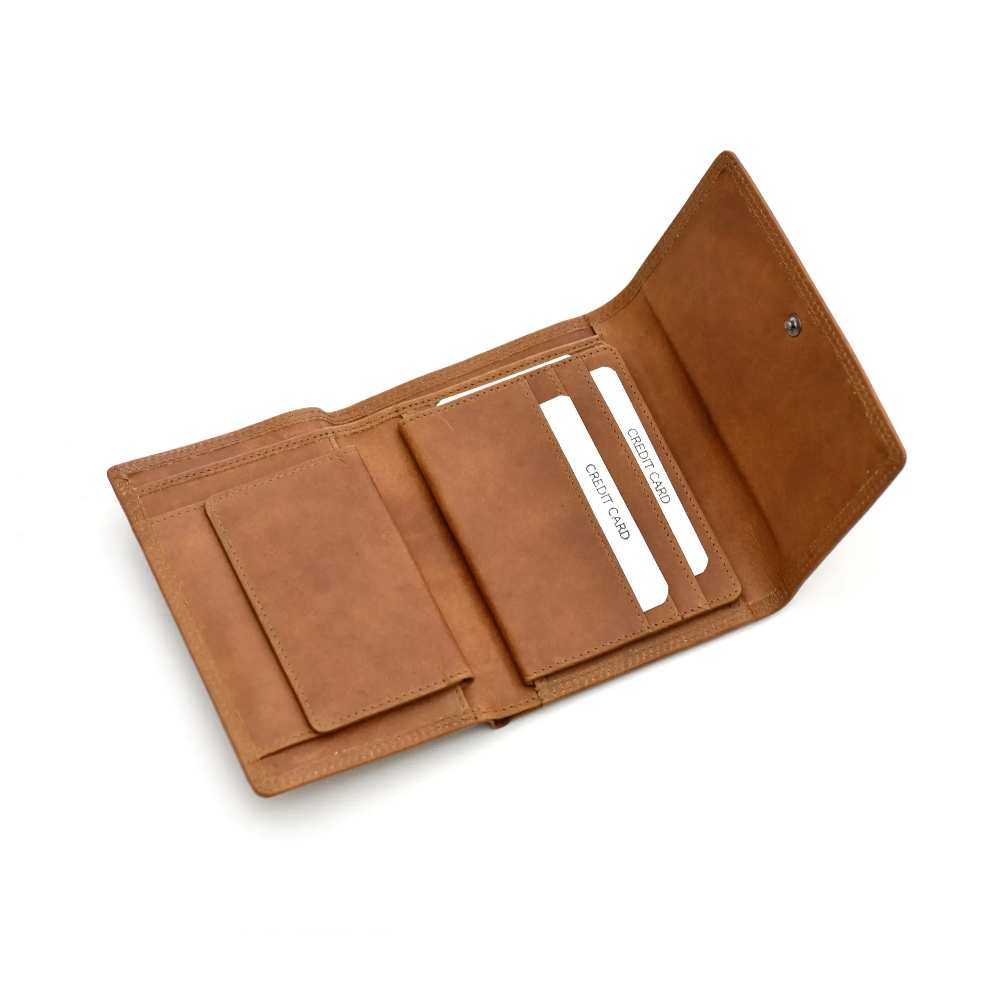 300799-CG Womens Trifold Leather Wallet in Tan Color | Style n Craft