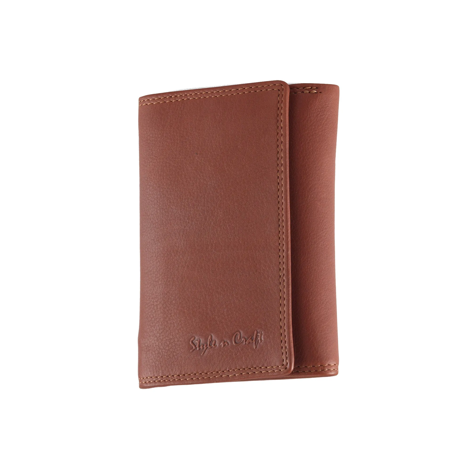 300799-CG Womens Trifold Leather Wallet in Tan Color | Style n Craft
