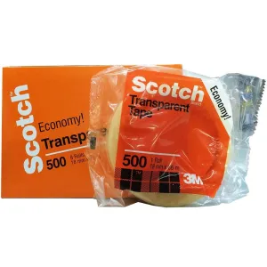 3M 500 Transparent Tape 18mm x 66M (3/4 Inch)