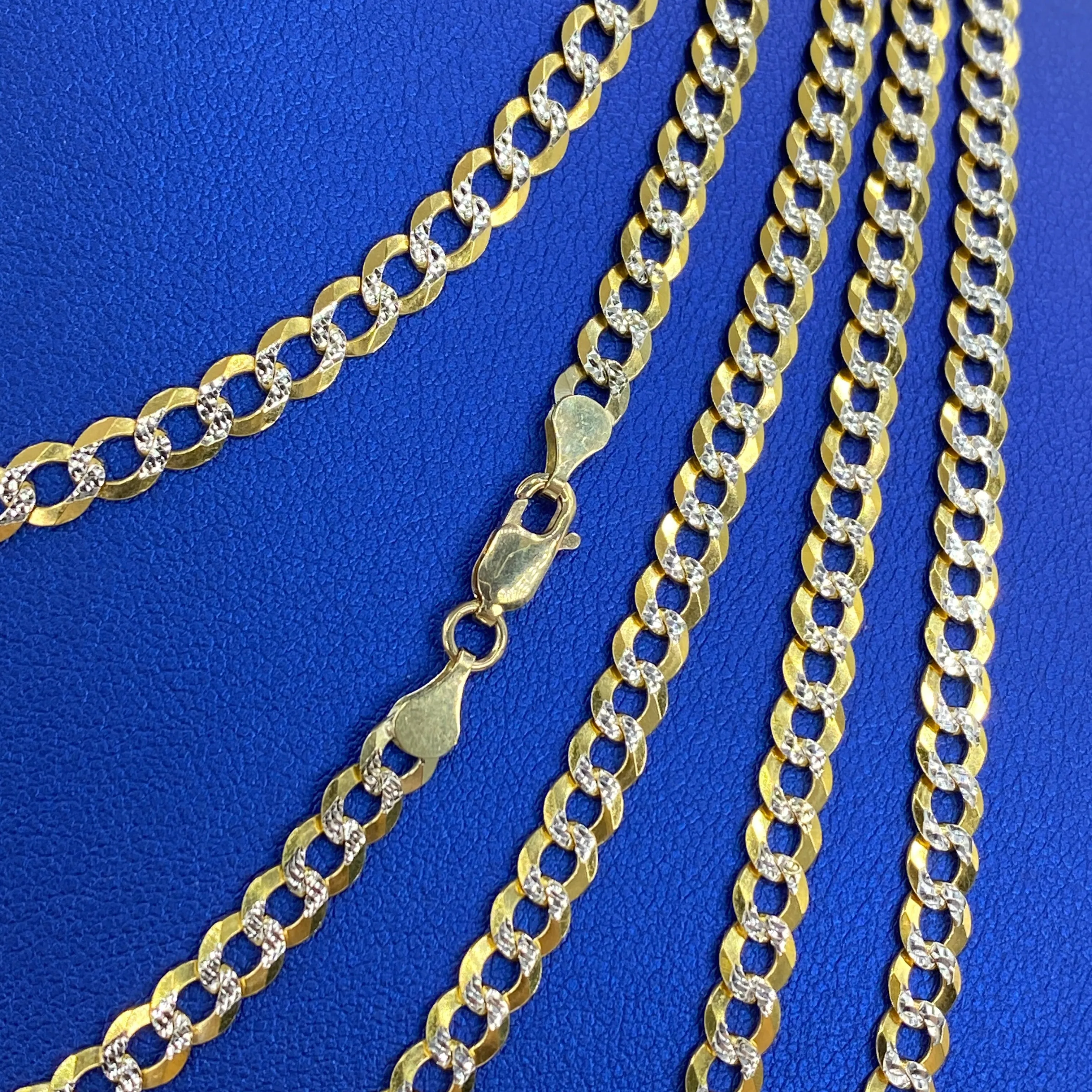 4.8MM Two-Tone Flat Cuban Link Chain 16-26"