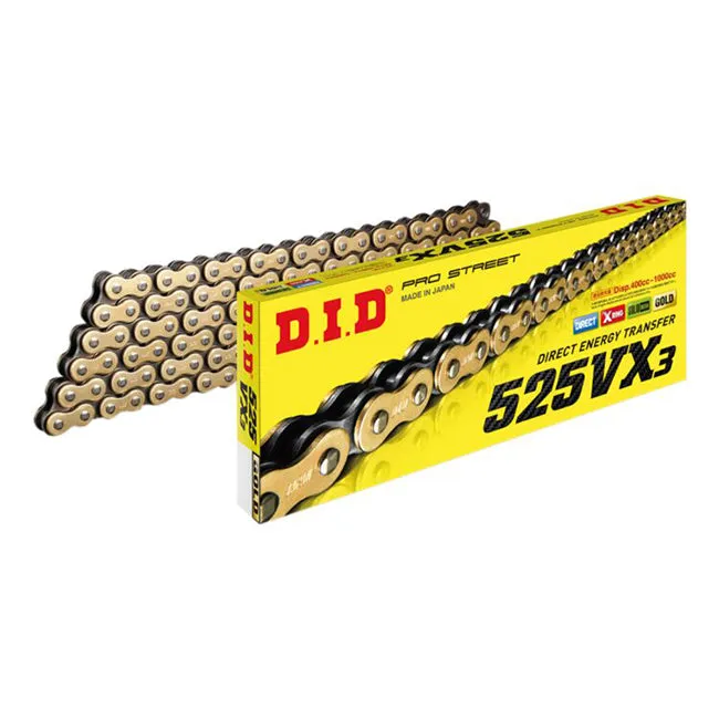 525VX3 x 108ZB Gold X'Ring s/bush chain w/ ZJ rivet link DID (525VX3108G)