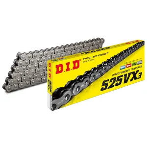 525VX3 x 120ZB X'Ring solid bush chain w/ ZJ rivet link DID ^ (525VX3120)