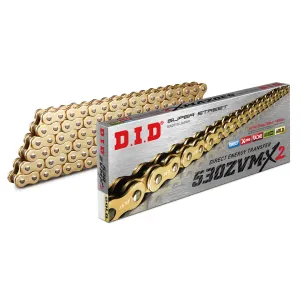 530ZVM-X2 x 118ZB Gold X'Ring chain w/ 50 ZJ rivet link DID (530ZVMX2118G)