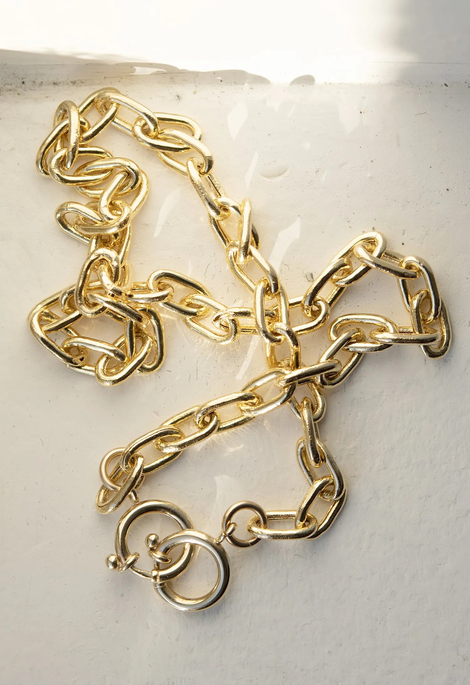 5.8mm Elongated Hollow 14k Gold Chain Necklace