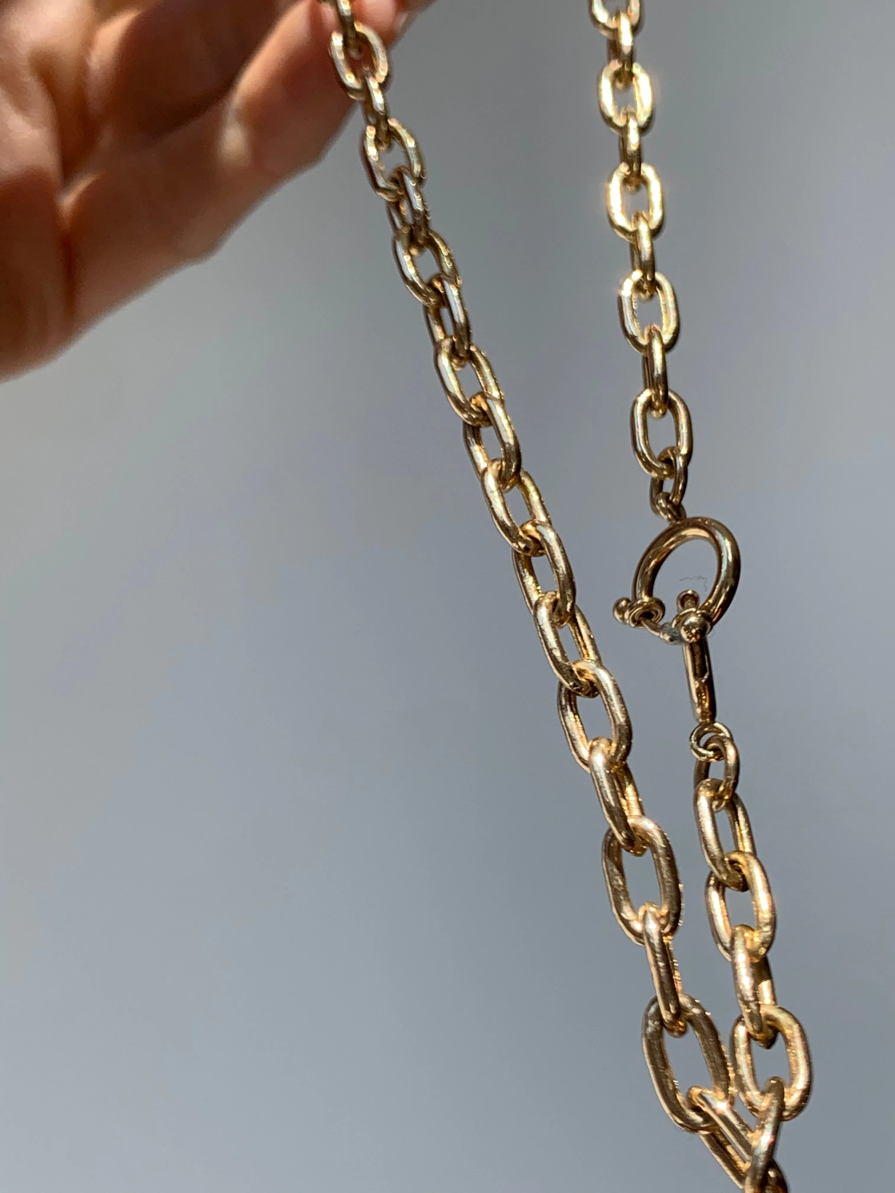 5.8mm Elongated Hollow 14k Gold Chain Necklace