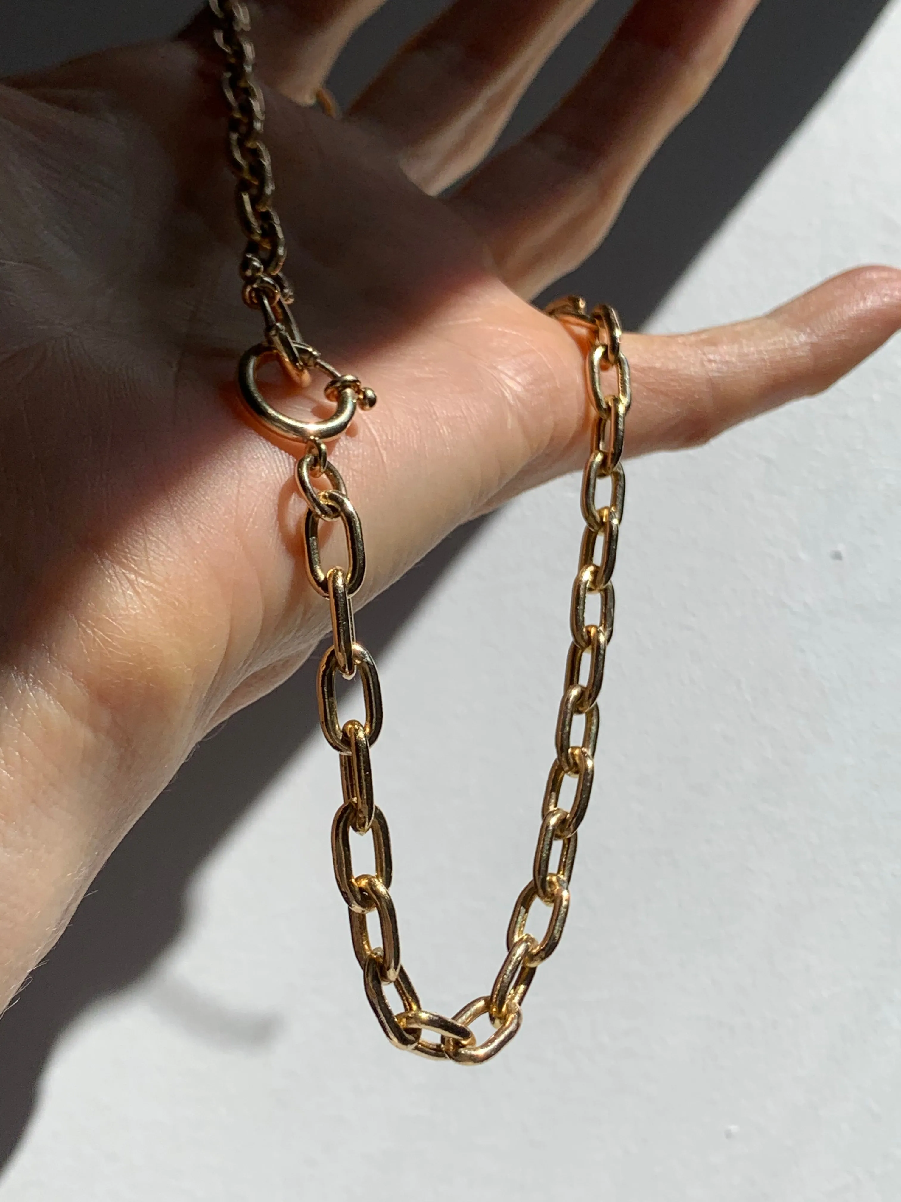 5.8mm Elongated Hollow 14k Gold Chain Necklace