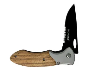 7.5" Tac-Force Foldable spring assist pocket knife with wood handle