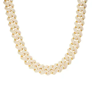 925 Silver Moissanite 18mm Miami Cuban 22 Inch Chain Necklace