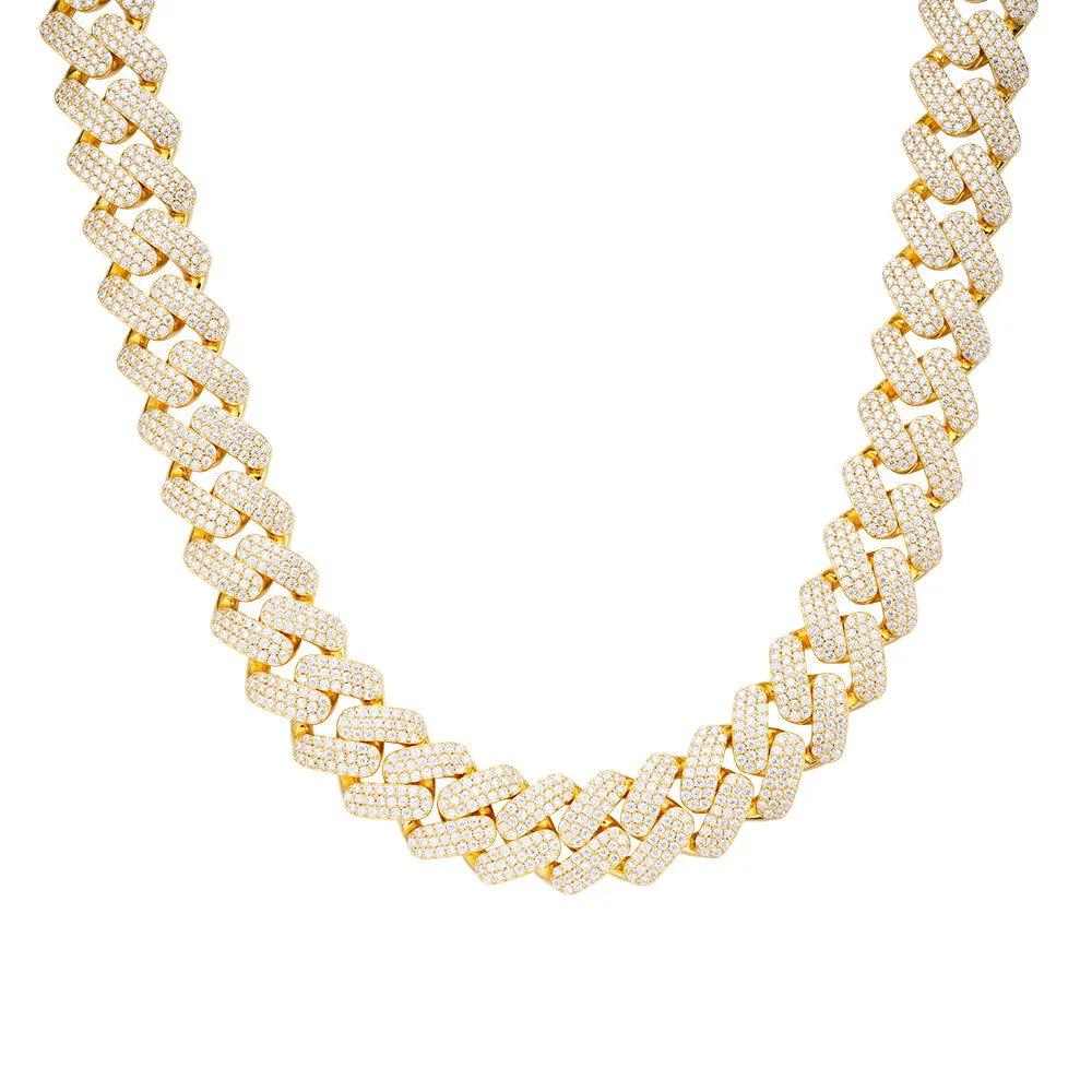 925 Silver Moissanite 18mm Miami Cuban 22 Inch Chain Necklace