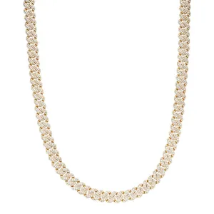 925 Silver Moissanite Cuban 10mm 22 Inch Gold Tone Necklace Icy