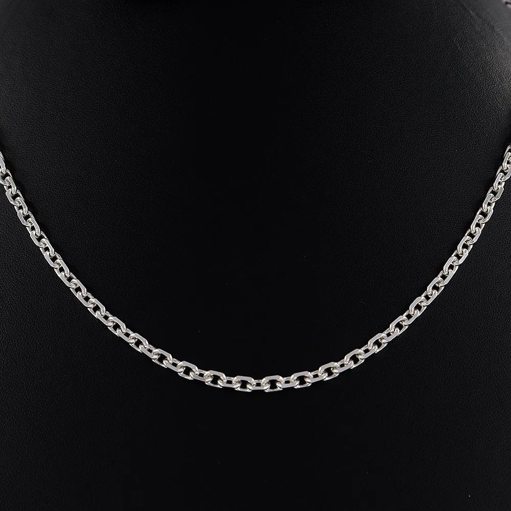 925 Sterling Silver Box Chain Necklace Lobster Clasp