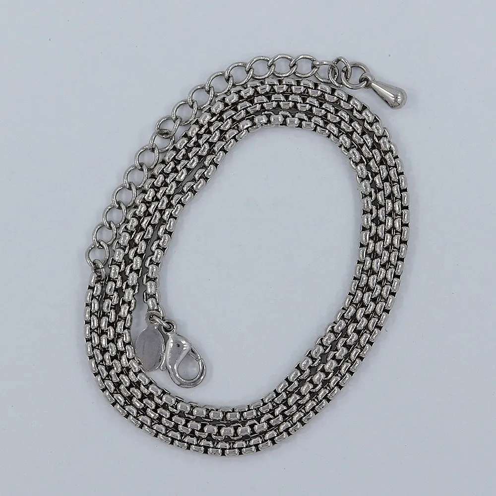 925 Sterling Silver Box Chain Necklace Lobster Clasp