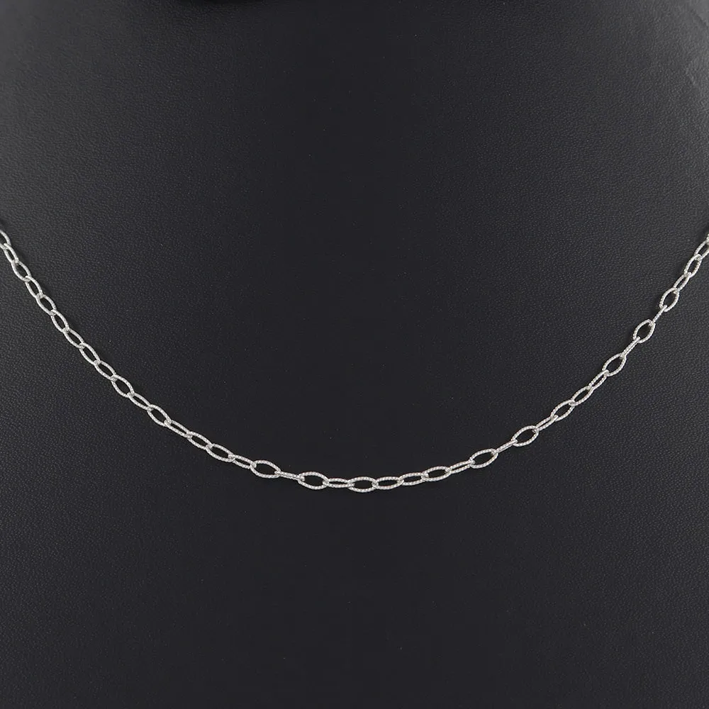 925 Sterling Silver Drawn Chain Necklace Length 18" Inches