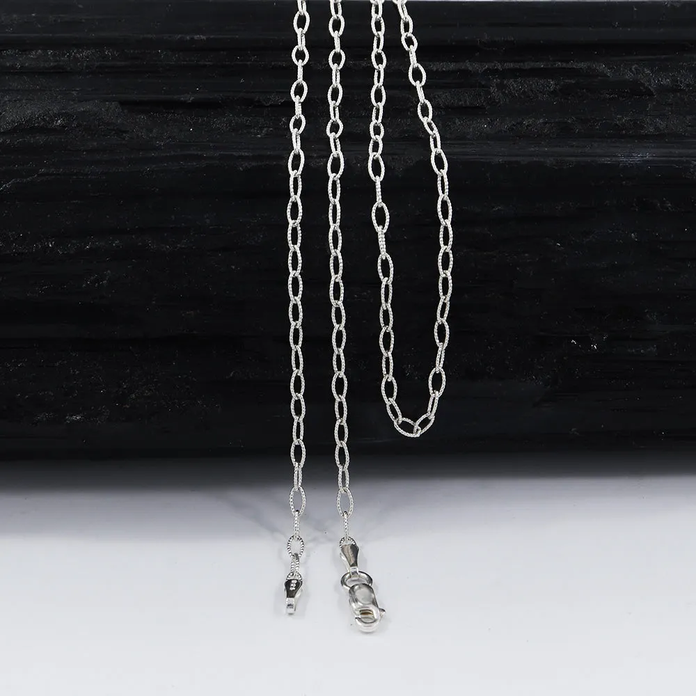925 Sterling Silver Drawn Chain Necklace Length 18" Inches