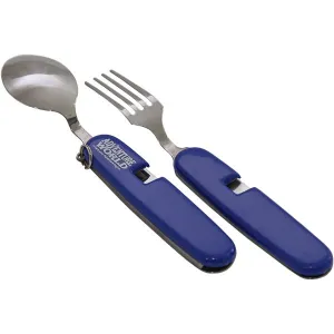Adventure World Foldable Fork And Spoon Set With Pouch (Blue)