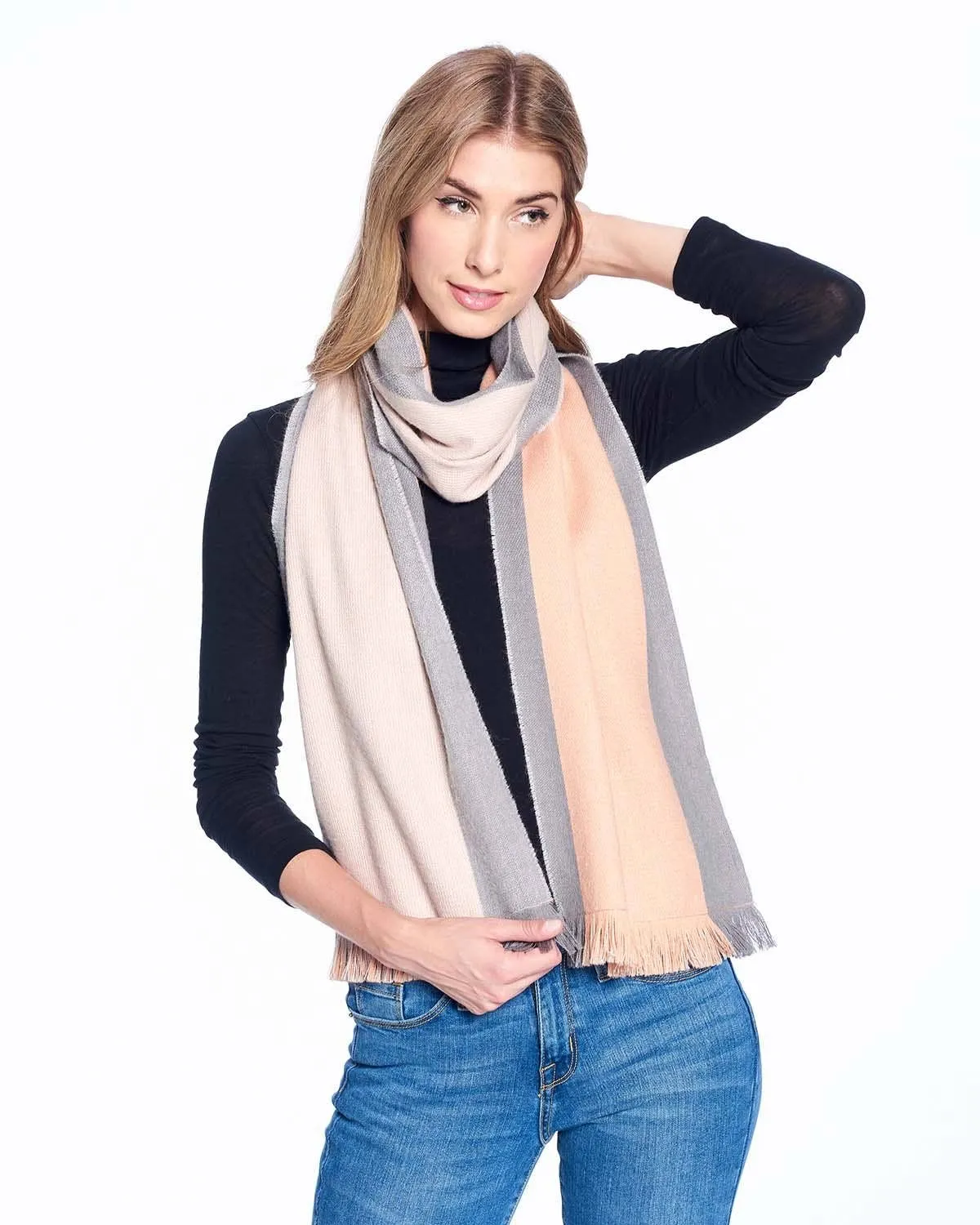 Alpaca Reversible Scarf - Dusty Coral