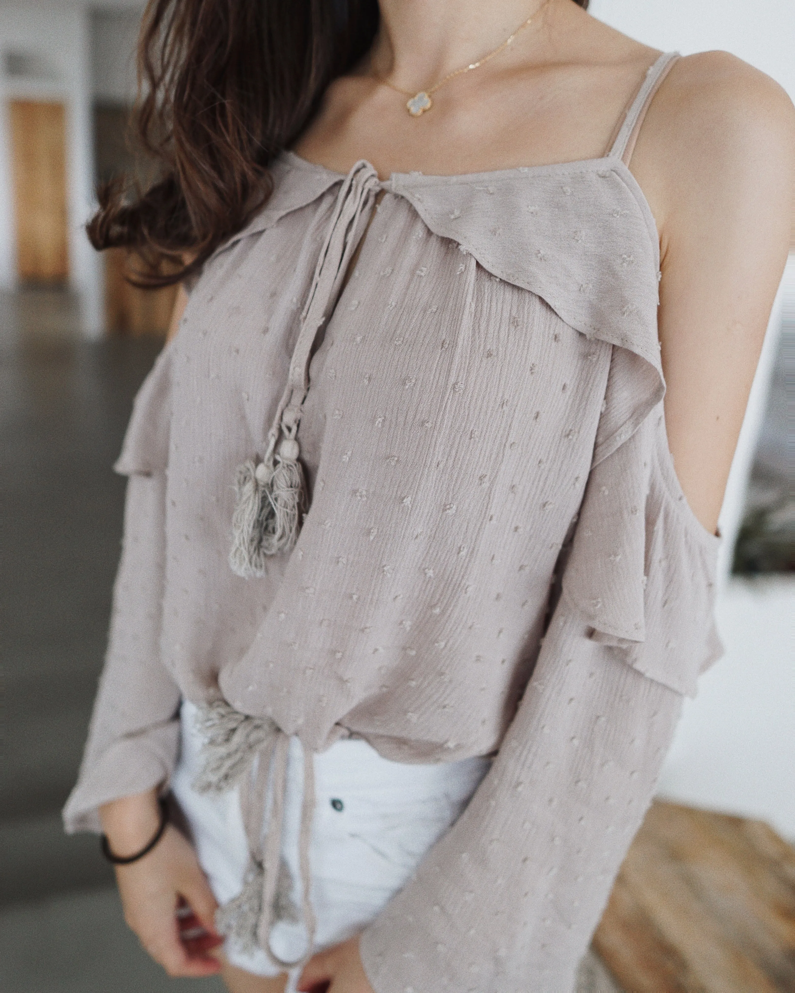 Amanda Shoulder Ruffle Top