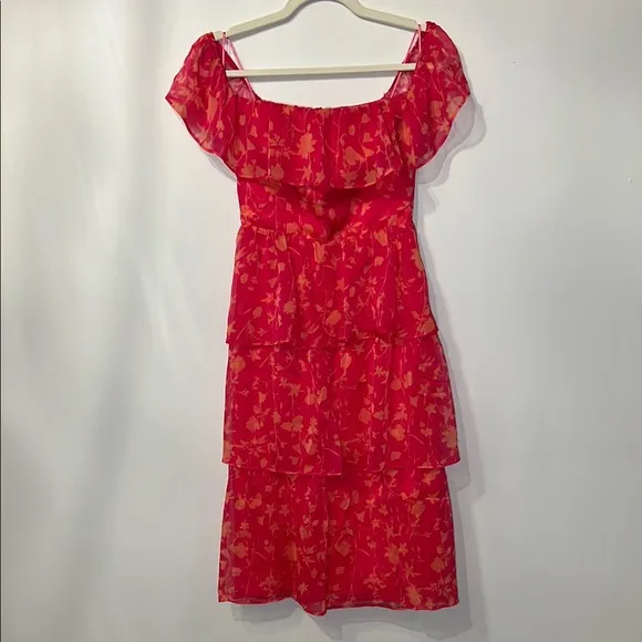 Amanda Uprichard Floral Red Off-Shoulder Dress
