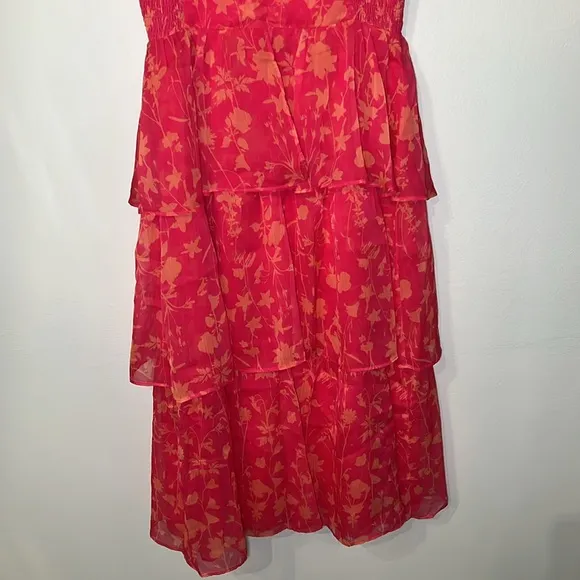 Amanda Uprichard Floral Red Off-Shoulder Dress