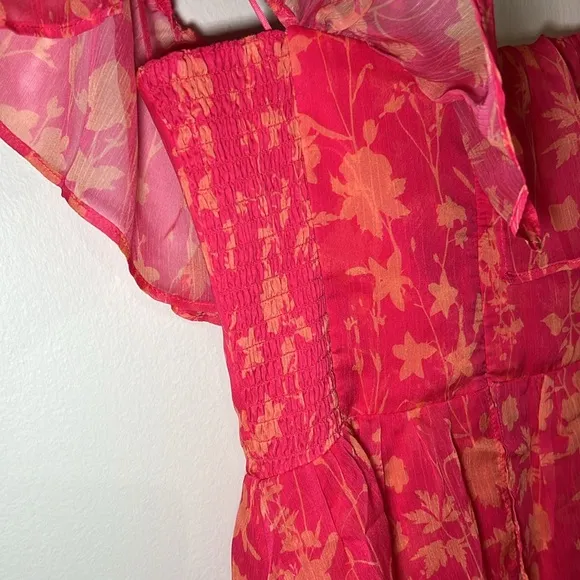 Amanda Uprichard Floral Red Off-Shoulder Dress