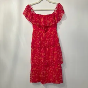 Amanda Uprichard Floral Red Off-Shoulder Dress