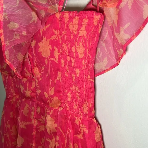 Amanda Uprichard Floral Red Off-Shoulder Dress
