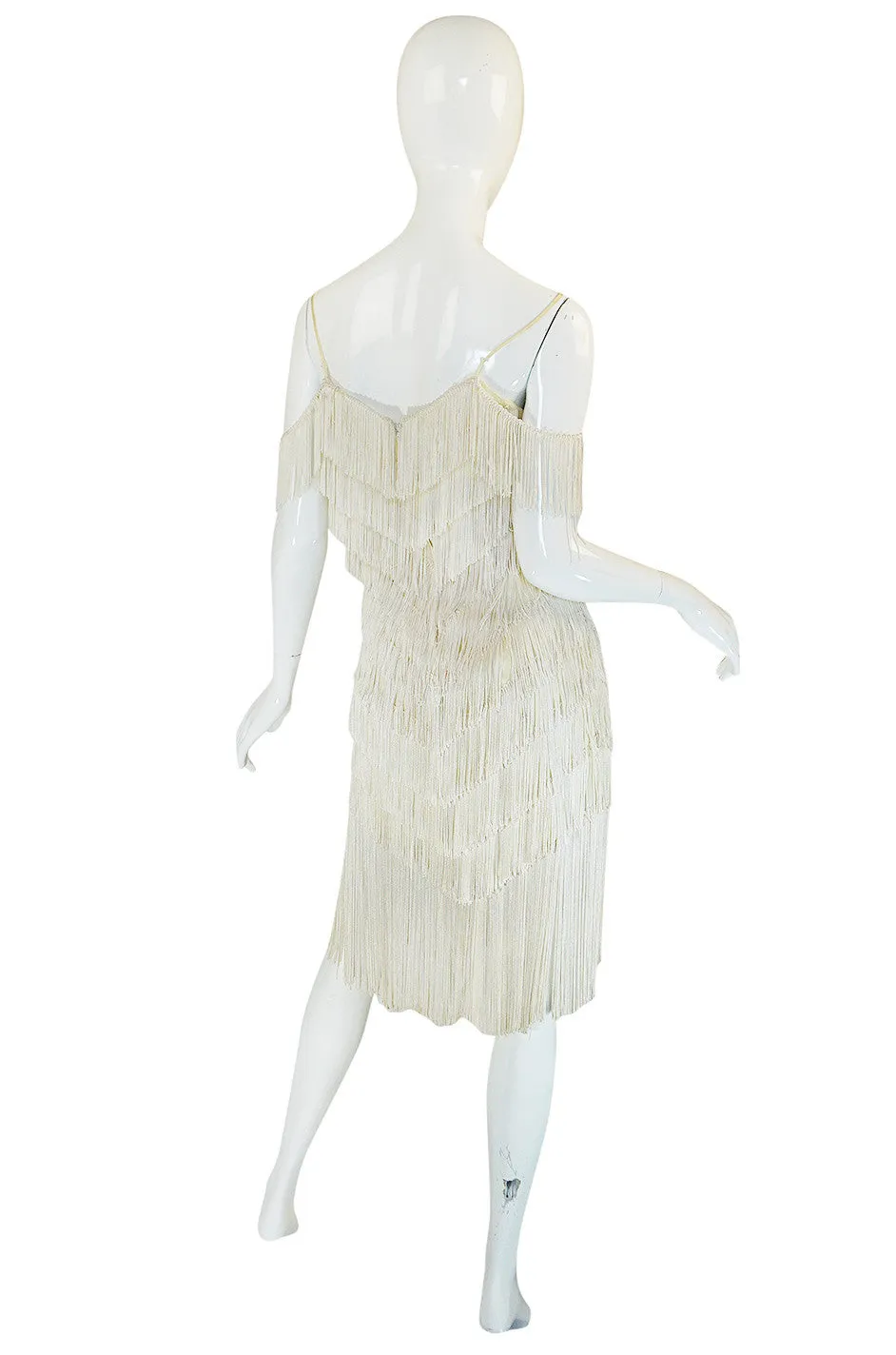 Amazing 1960s Layered Fringe Cream "Flapper" Dress
