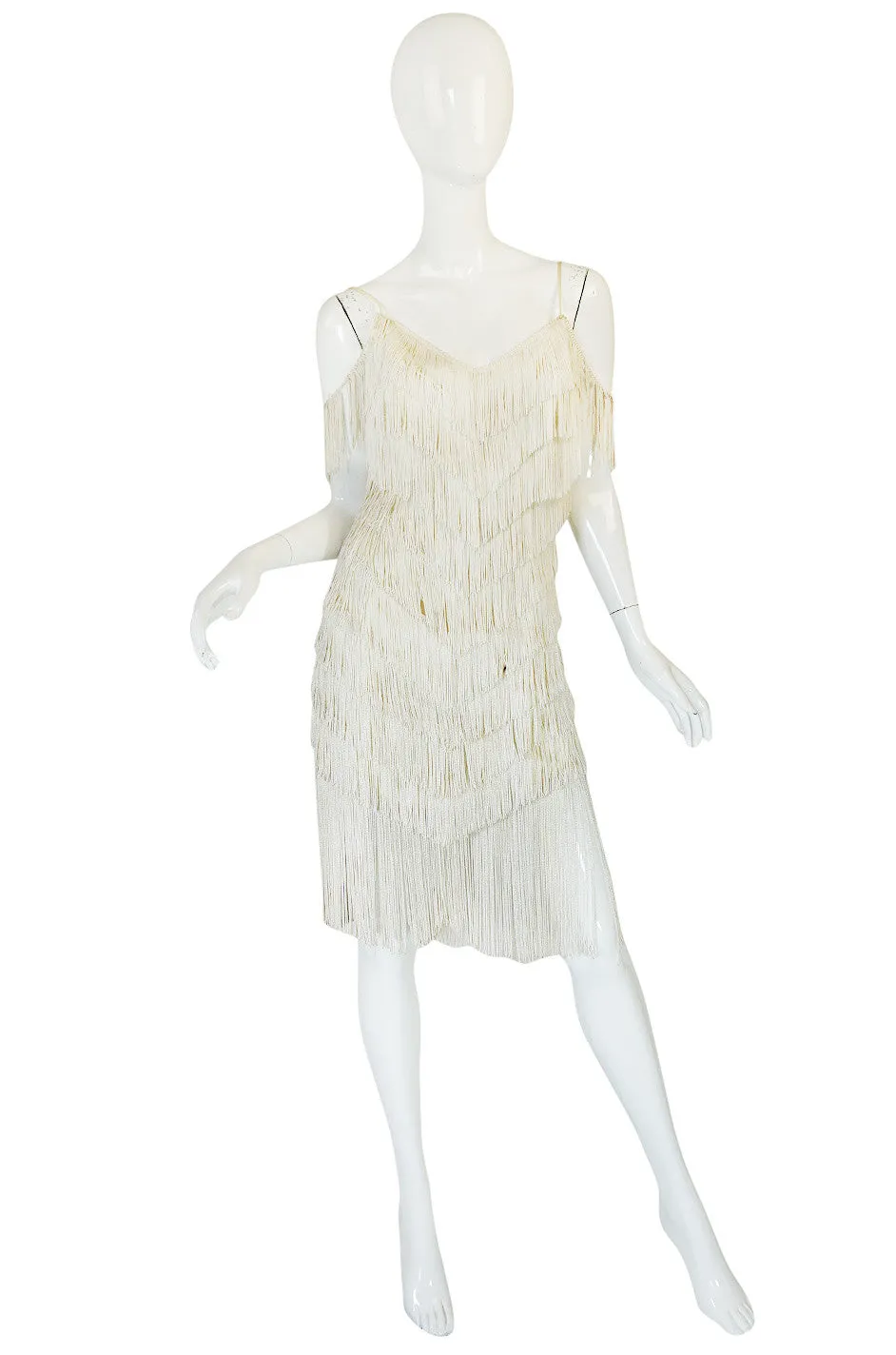 Amazing 1960s Layered Fringe Cream "Flapper" Dress