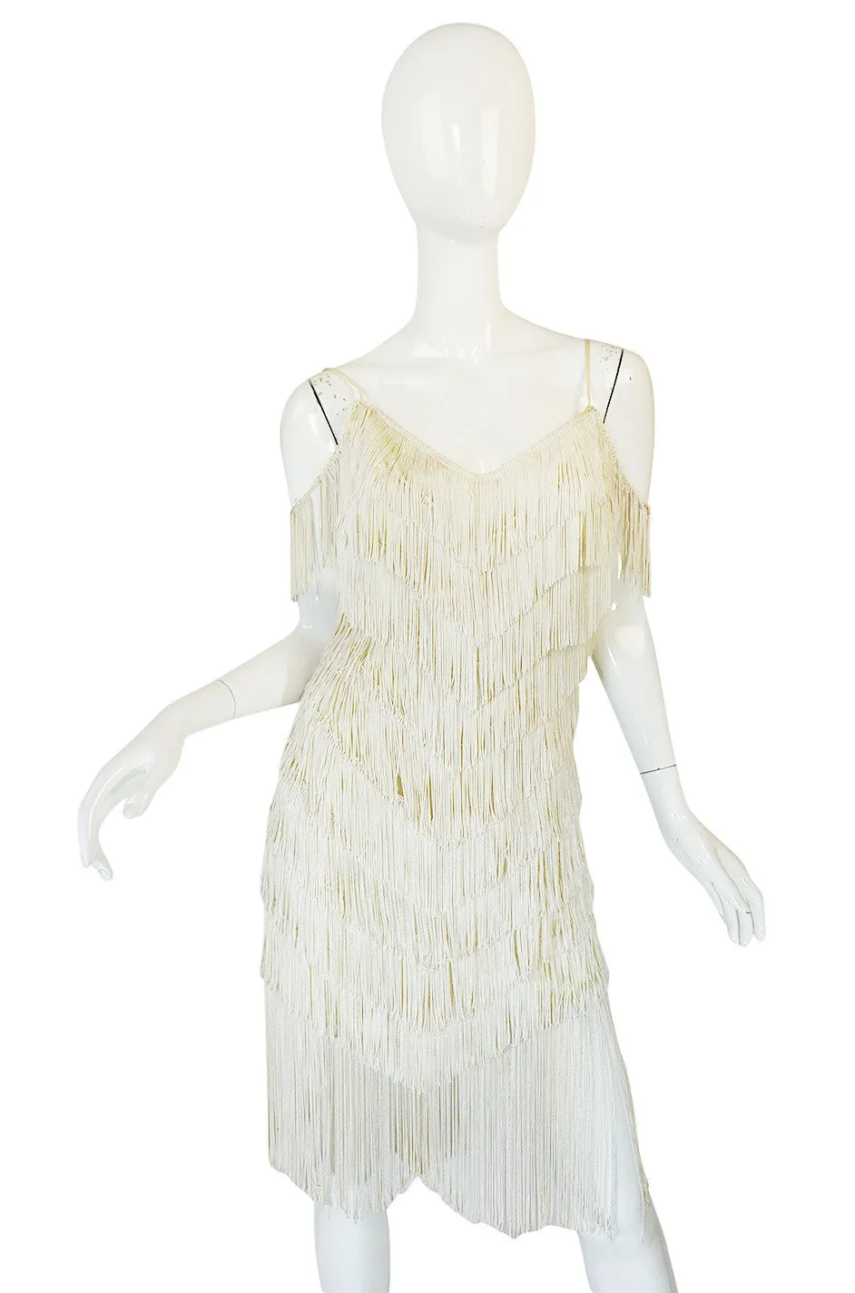 Amazing 1960s Layered Fringe Cream "Flapper" Dress