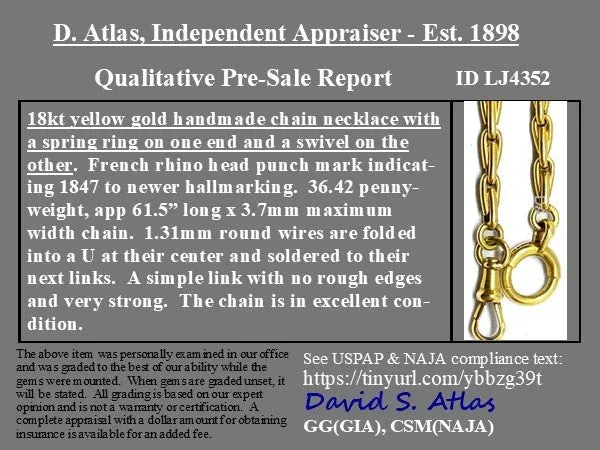 Antique Yellow Gold Long Chain, French