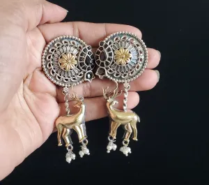 Anu Ch  Oxidised Trendy Earring With 2 Tone Plating Black