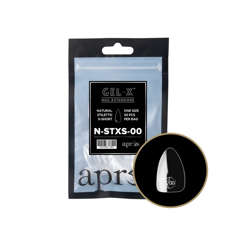 APRES - GEL-X® NATURAL STILETTO EXTRA SHORT REFILL TIP BAG 2.0