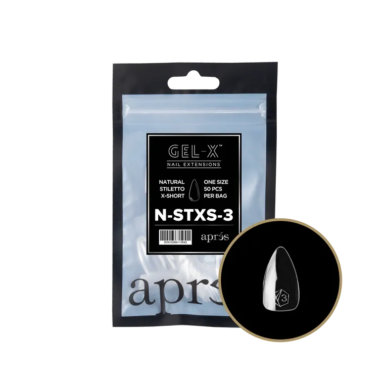 APRES - GEL-X® NATURAL STILETTO EXTRA SHORT REFILL TIP BAG 2.0