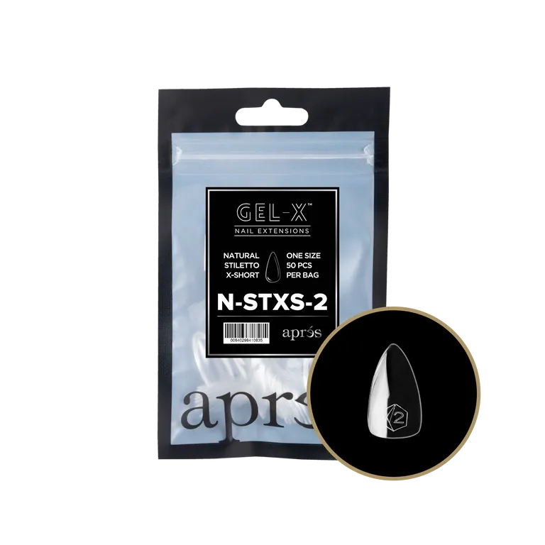APRES - GEL-X® NATURAL STILETTO EXTRA SHORT REFILL TIP BAG 2.0