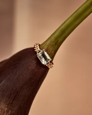 Aquamarine Emerald-Cut Chain Ring (12mm)