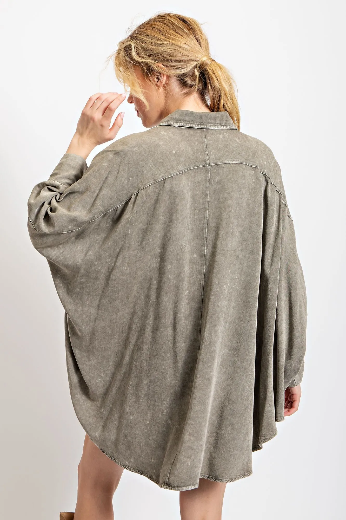 Ash Olive Button Down Front Top