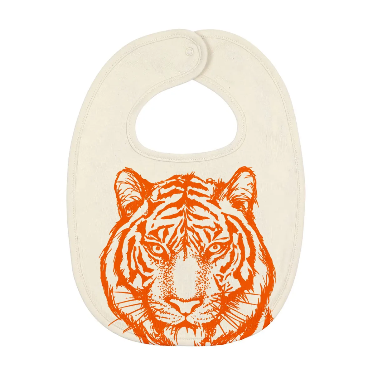 Baby Bib | Organic Cotton Hand Printed With Orange Tiger