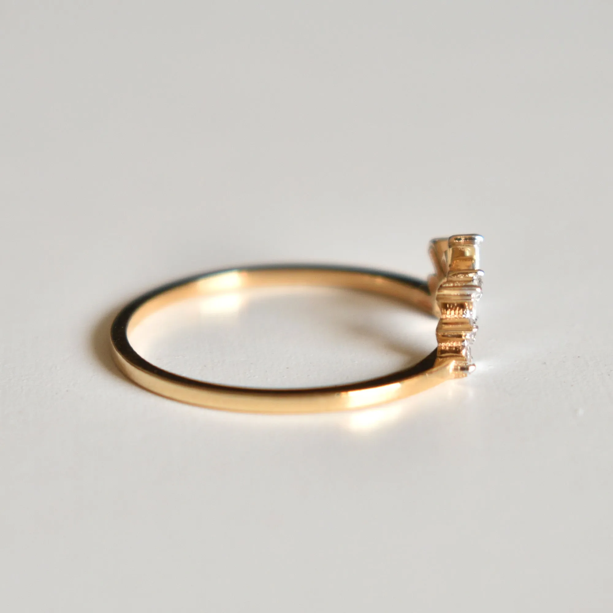 Baguette and Round Diamond Curved Stackable Band For Round Solitaire