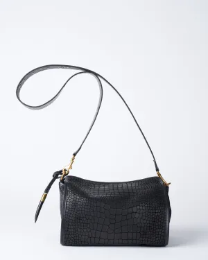 black croco ella bag - black
