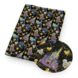 black series firework letters alphabet printed fabric