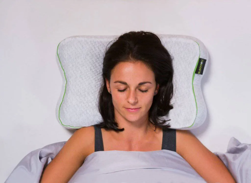BLACKROLL - Recovery Pillow, Ergonomic Shape Supports All Sleeping Positions, Memory Foam Pillows for Neck, Shoulder, and Back, Breathable Roll Up Travel Pillow with Included Travel Bag
