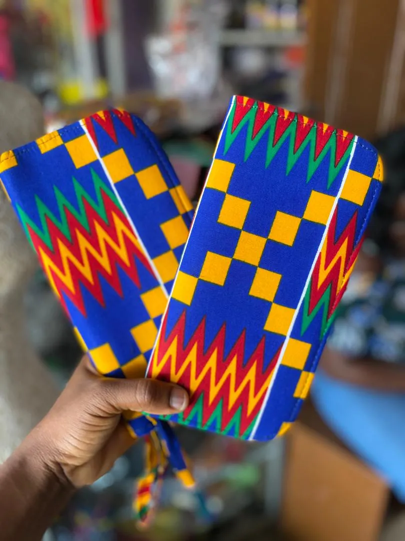 Blue Kente Wristlet