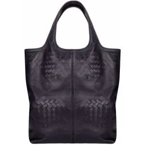 Bottega Veneta navy leather tote bag