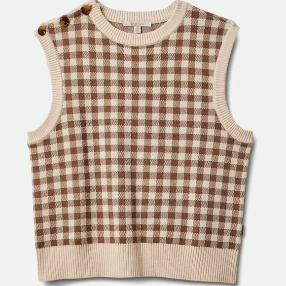 Brixton Naples Gingham Sweater Vest Size L