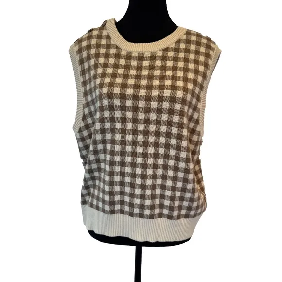 Brixton Naples Gingham Sweater Vest Size L